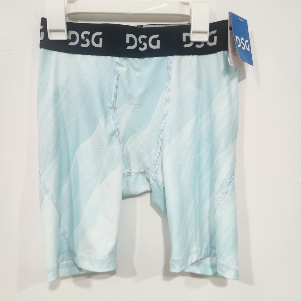 DSG Boys Compression Shorts Light Blue White Marble Print XL 18 NWT Athletic